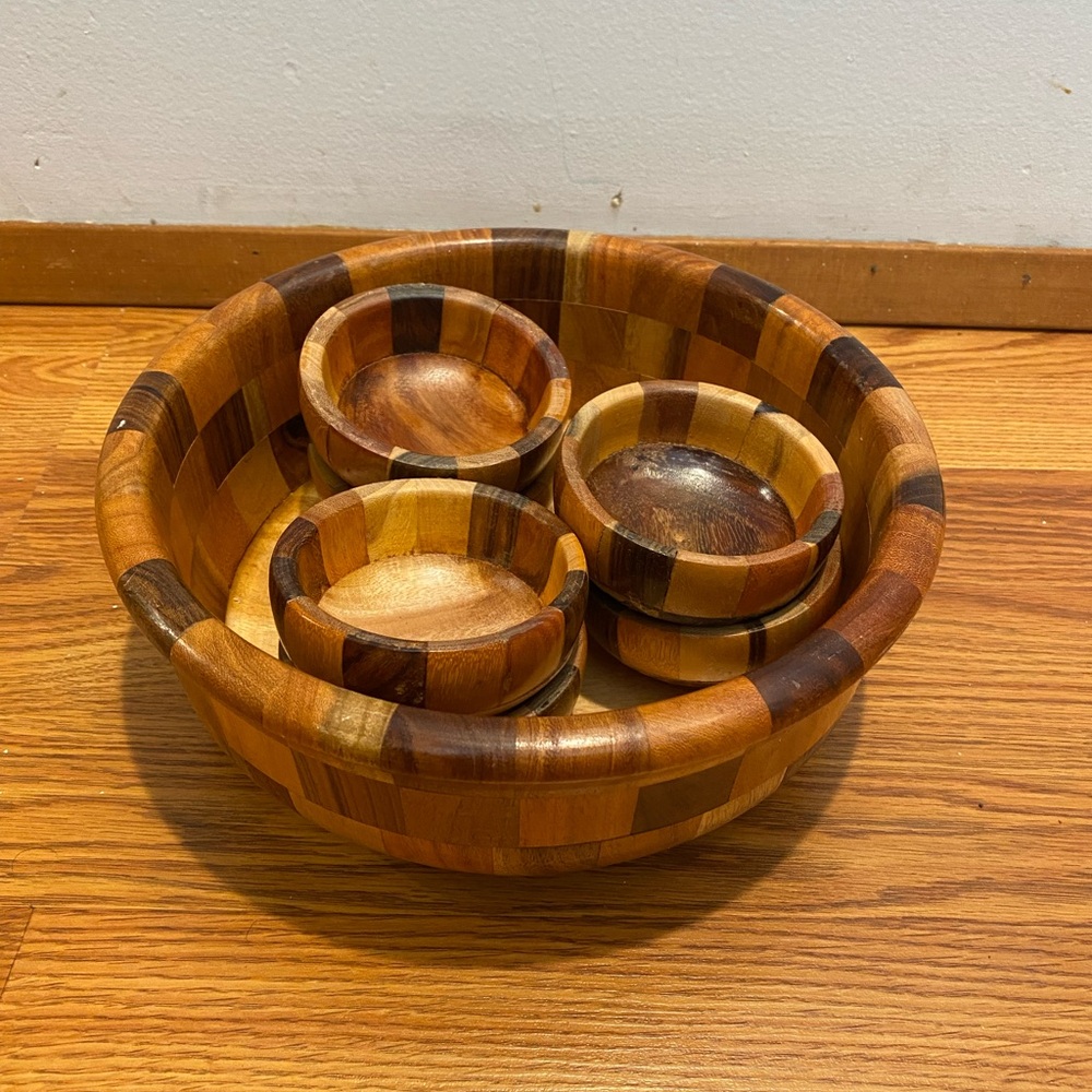 Handmade Wooden Bowl Set of 7 From Nicaraguan